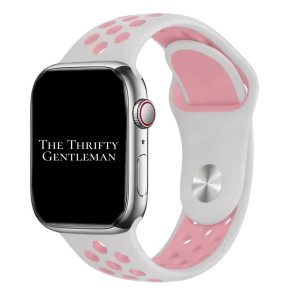 silicone-sport-watch-band-for-apple-watch-in-white-pink-the-thrifty-gentleman.jpg Silicone Sport Watch Strap Apple Watch - White / Pink