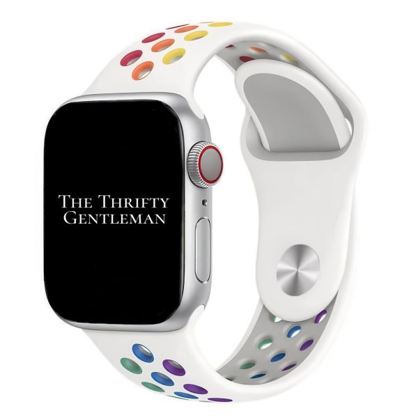 Silicone Sport Watch Strap Apple Watch - White / Rainbow