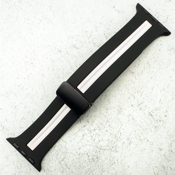 Silicone Strap With Magnetic Clasp Apple Watch - Black / White