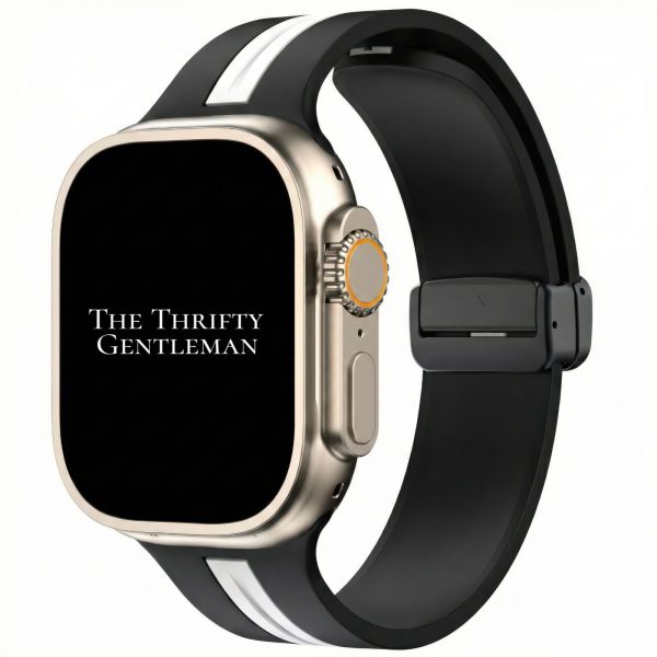 Silicone Strap With Magnetic Clasp Apple Watch - Black / White