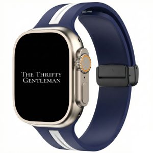 silicone-strap-with-magnetic-clasp-for-apple-watch-blue-white-the-thrifty-gentleman.jpg Silicone Strap With Magnetic Clasp Apple Watch - Blue / White