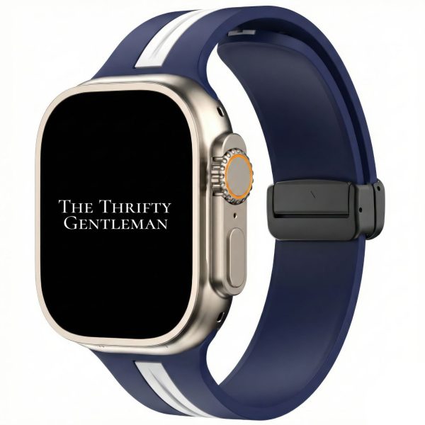 silicone-strap-with-magnetic-clasp-for-apple-watch-blue-white-the-thrifty-gentleman.jpg Silicone Strap With Magnetic Clasp Apple Watch - Blue / White