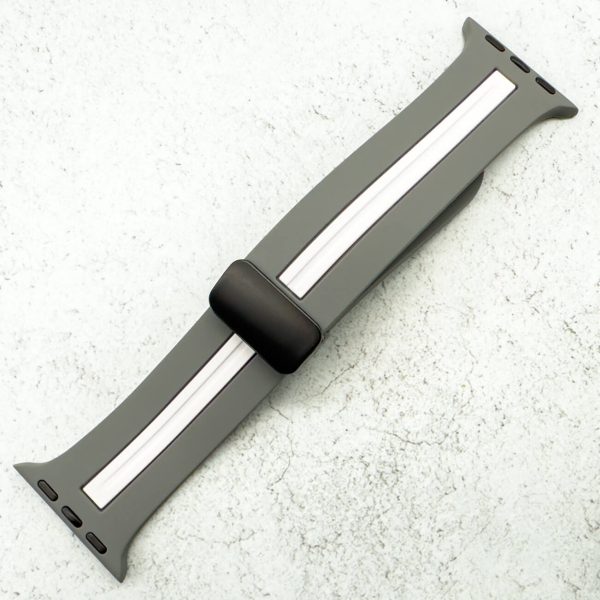 Silicone Strap With Magnetic Clasp Apple Watch - Grey / White