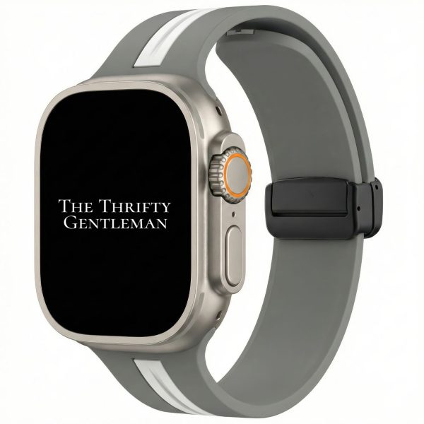 Silicone Strap With Magnetic Clasp Apple Watch - Grey / White