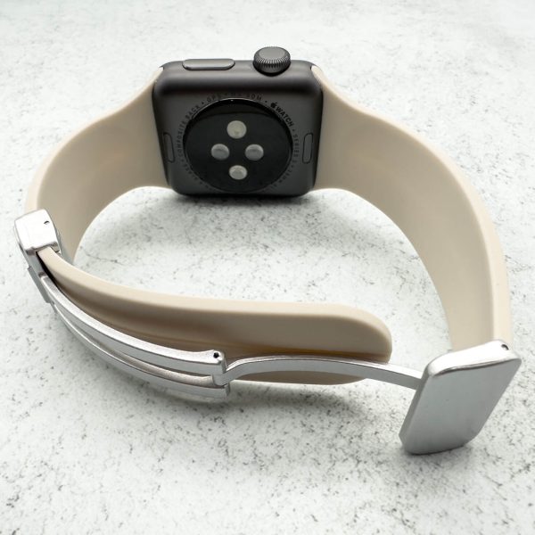 Silicone Strap With Magnetic Clasp Apple Watch - Beige