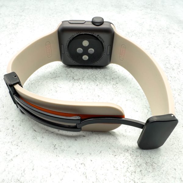Silicone Strap With Magnetic Clasp Apple Watch - Beige / Orange