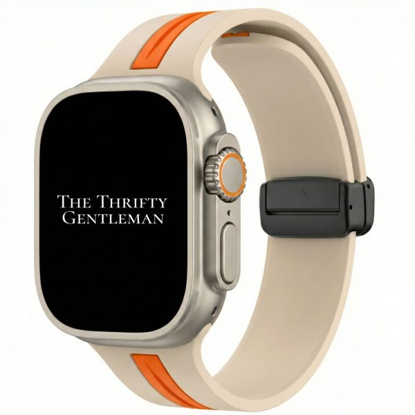 Silicone Strap With Magnetic Clasp Apple Watch - Beige / Orange